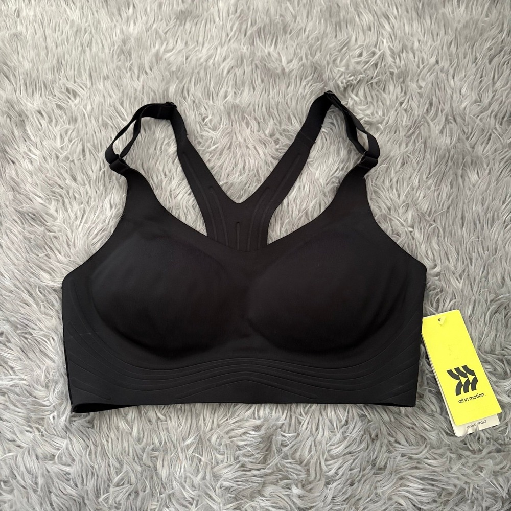 All In Motion High Support Drifit Sports Bra Black Women's XS Athletic Workout